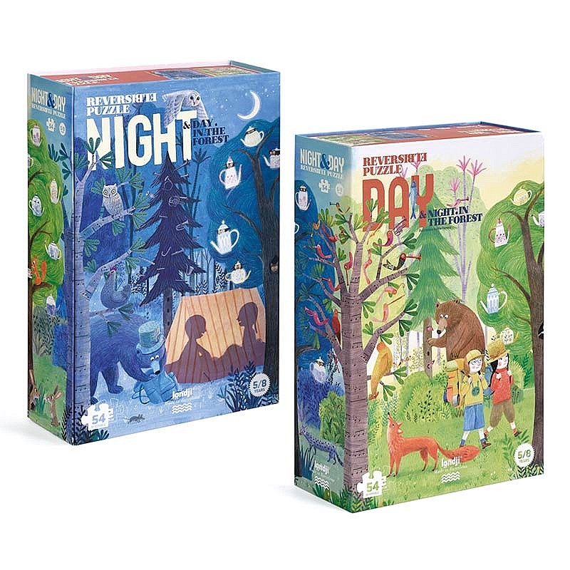 Puzzle reversible de 54 piezas Night&Day in the Forest de Londji - Aúpa Organics