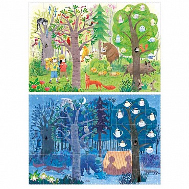 Puzzle reversible de 54 piezas Night&Day in the Forest de Londji - Aúpa Organics