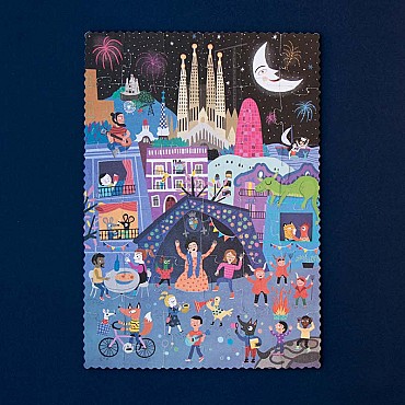 Puzzle reversible de 36 piezas Night & Day in Barcelona de Londji - Aúpa Organics